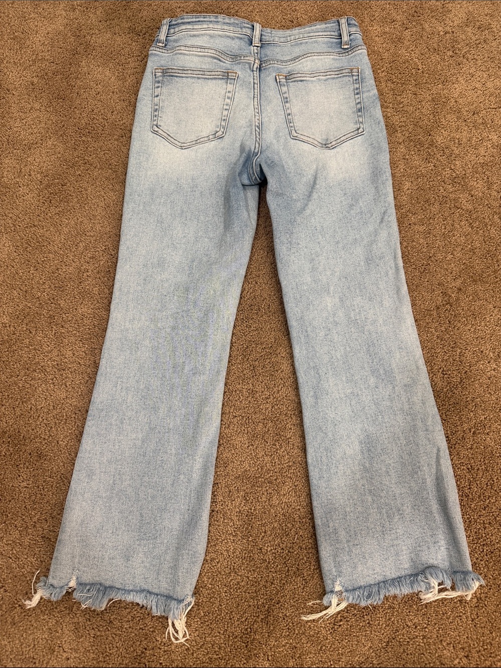 Light Blue Cropped Flare Jeans with Frayed Hem - Picture 5 of 5